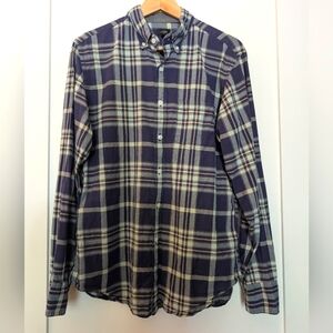 J. Crew Cotton Plaid Shirt, Light Green/Blue Plaid